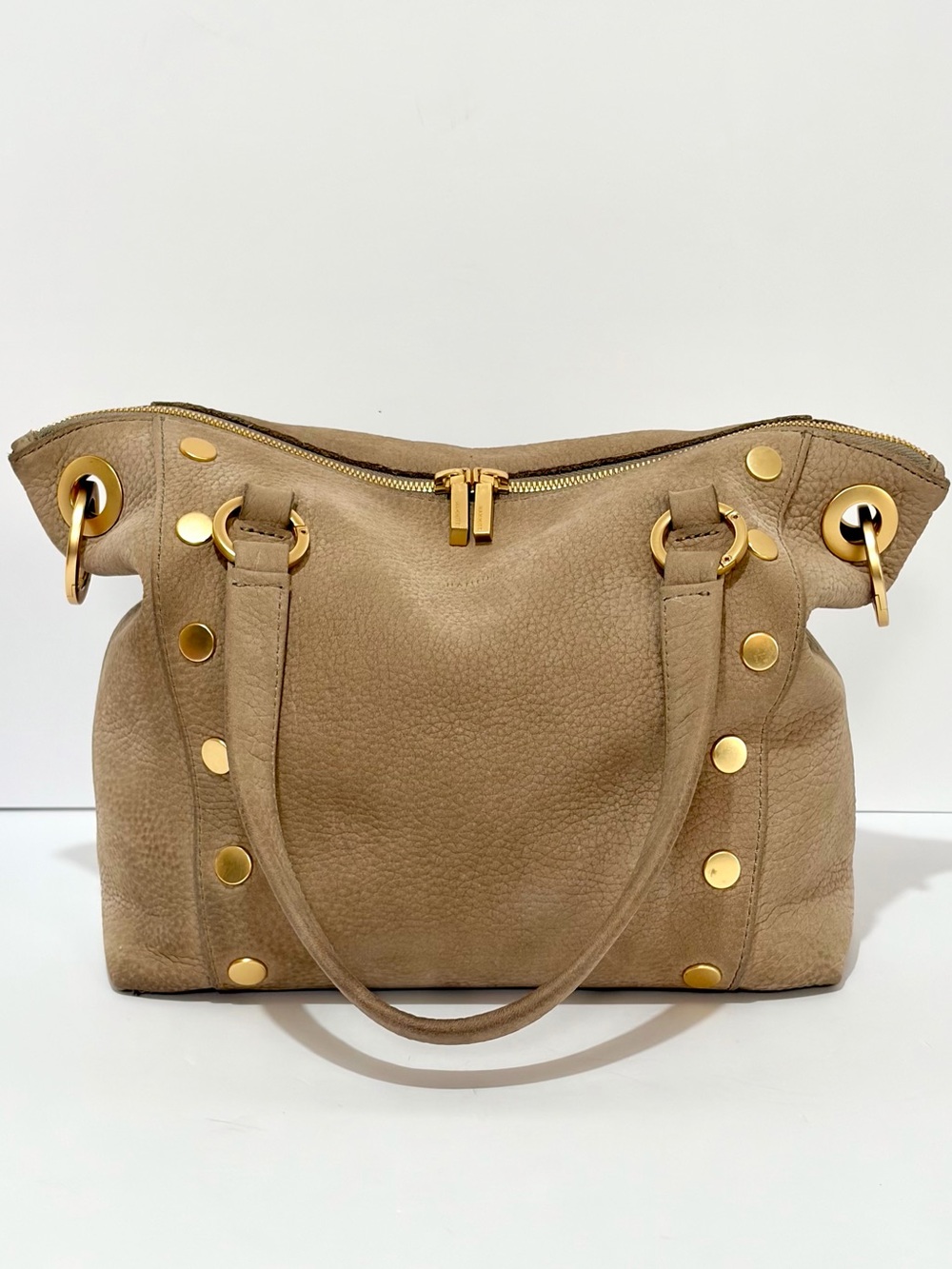 Hammitt Daniel MD Satchel In Natural Grey With Brushed Gold Hardware EUC